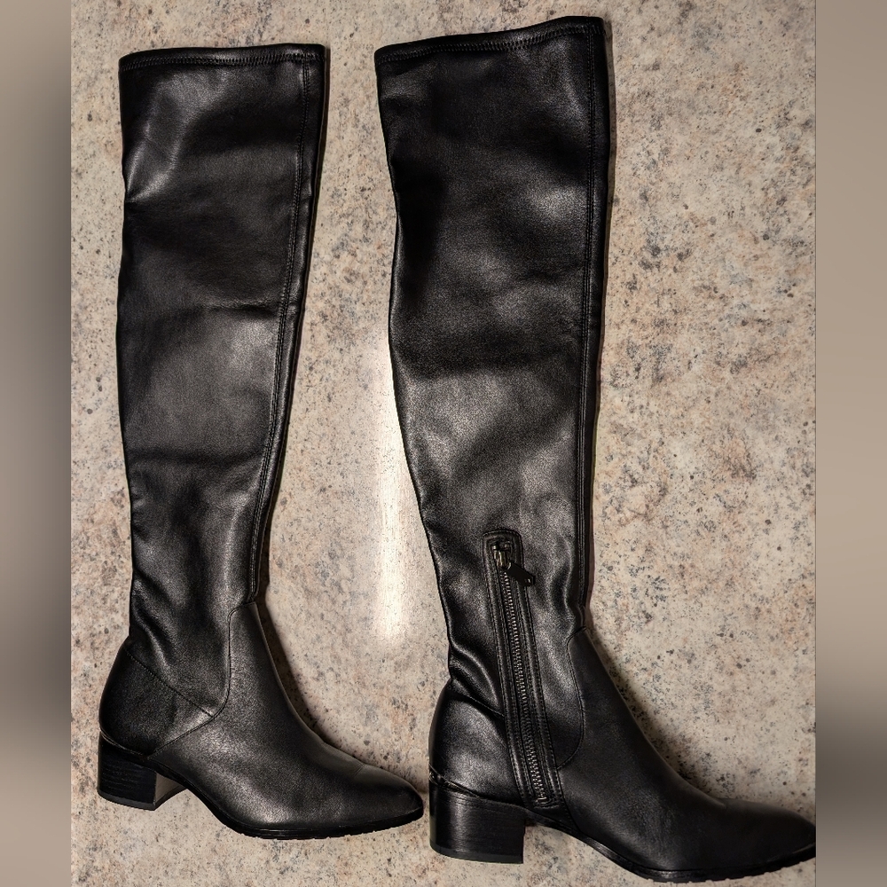 Donald J. Pliner Black Leather Dayle Over The Knee Boots